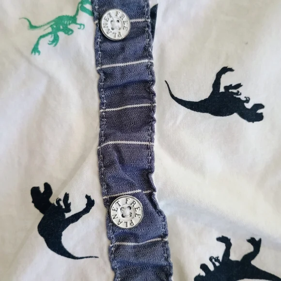 Dinosaur Print Kids Shirt - White and Blue - Picture 4 of 4